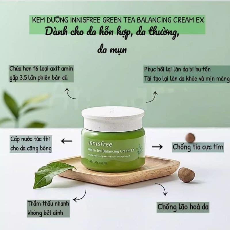 Kem dưỡng ẩm Innisfree Green Tea Cream EX Hàn Quốc 50ml GentsOfficialStore