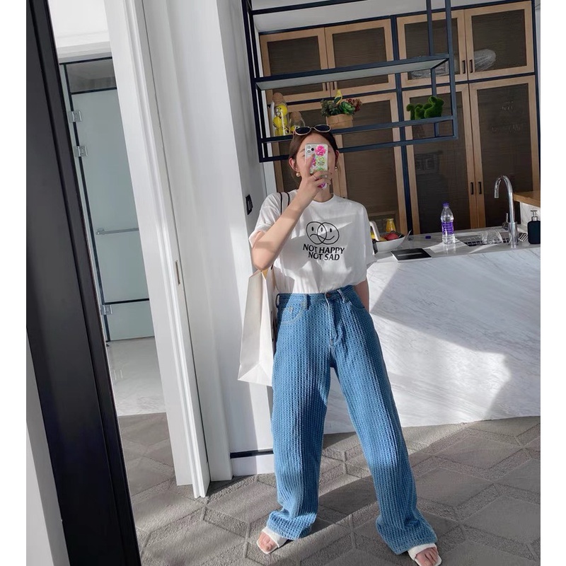 Áo thun unisex not happy not sad basic tee phom rộng tay lỡ dành cho nam nữ shophienmai B06