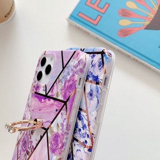 Case Samsung Galaxy Note 20 Ultra Note 10 Plus Note 9 Note 8 S20 Ultra S20 Plus S10 Plus S10e S9 Plus S8 Plus A21S M21 M30S A51 A71 5G A41 A70 A50 A50S A40 A30S Electroplate Marble Rose Flower Ring Stand Case Cover