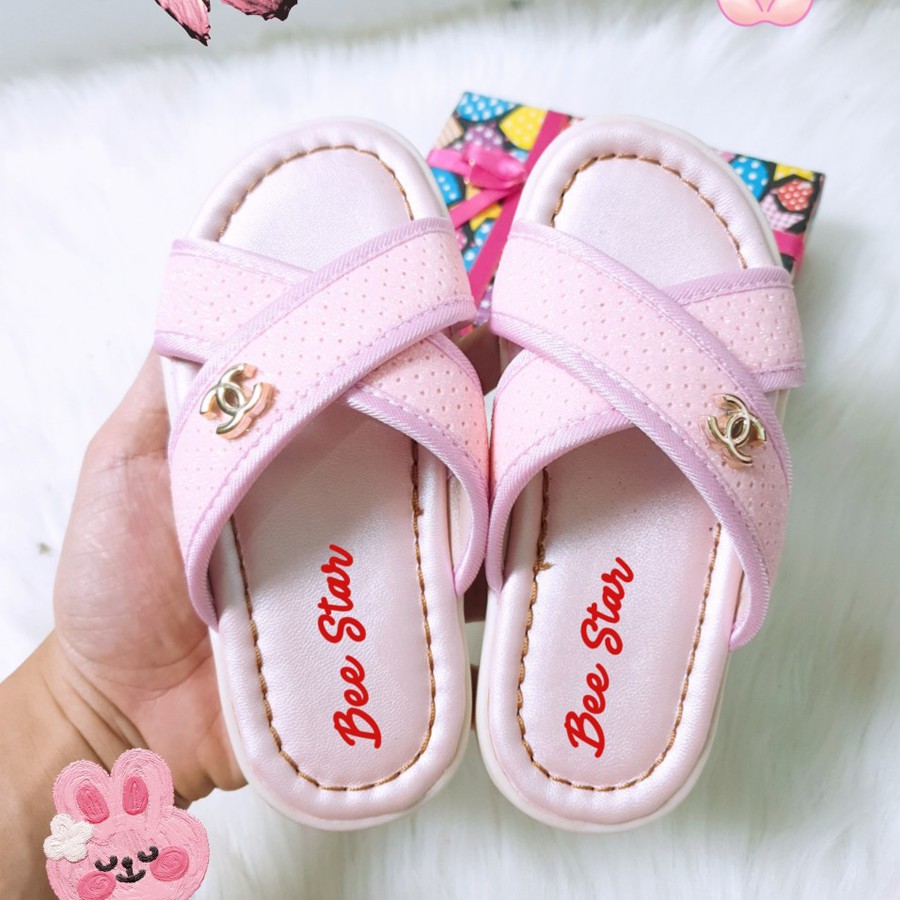 Dép trẻ em  Ảnh Thật  quai chéo  Bé Gái từ 4 đến 8 tuổi PINK