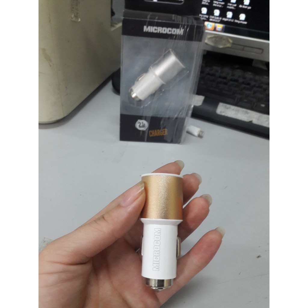 Củ sạc ôtô microcom 2.1a 2 cổng cắm USB