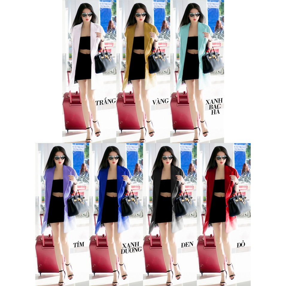 Áo khoác gilet form dài tay lỡ giống Ngọc Trin