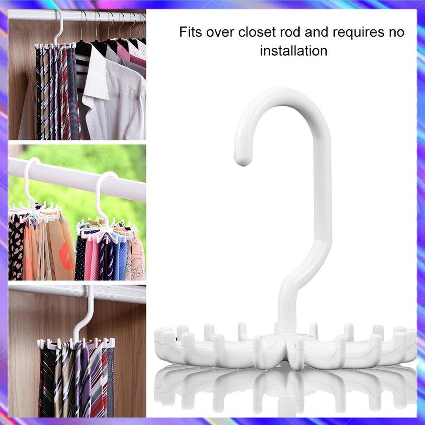 Rotating Tie Rack Adjustable Tie Hanger Holds 20 Neck Ties Organizer Men
