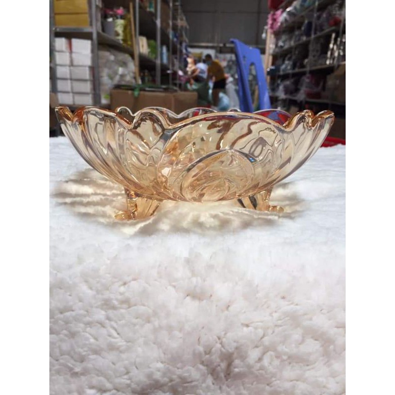 Đĩa 3 Chân Màu Trắng Và Vàng