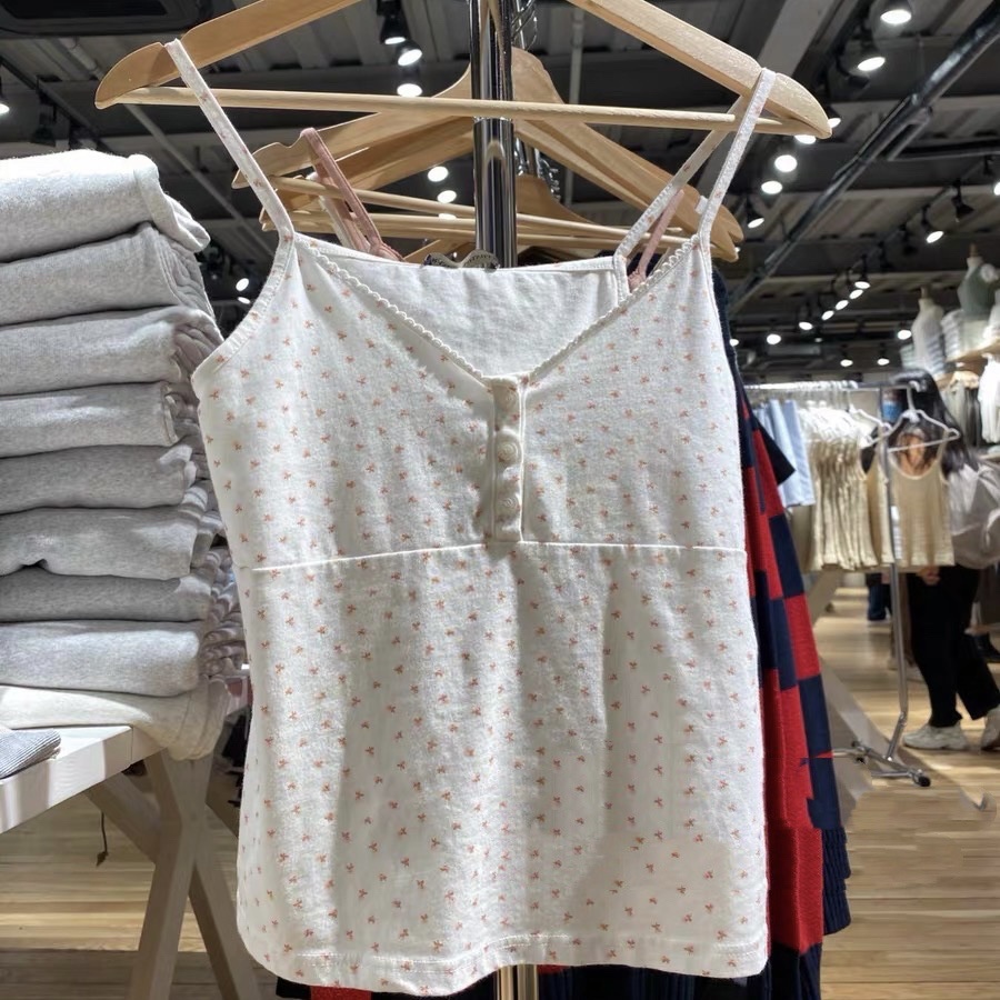 Áo hai dây cài khuy ngực Tiffany Cotton Floral Tank
