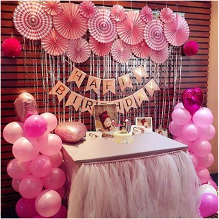 Bộ 6 hoa giấy hình quạt (party fan) trang trí sinh nhật