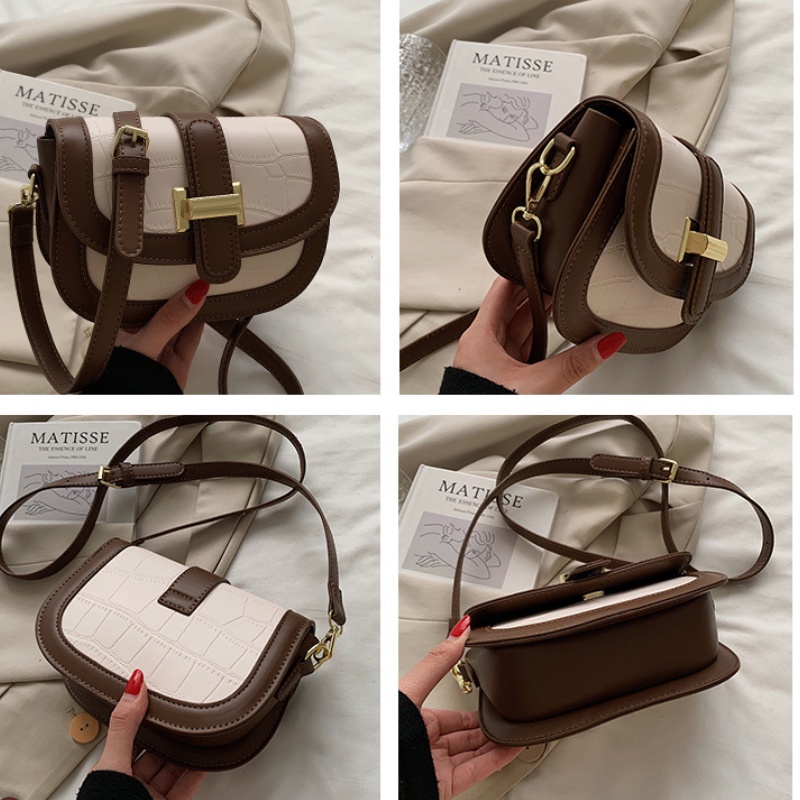 Túi xách nữ đeo chéo, đeo vai dáng bầu da vân chìm, khóa chữ H mẫu mới Mun1993