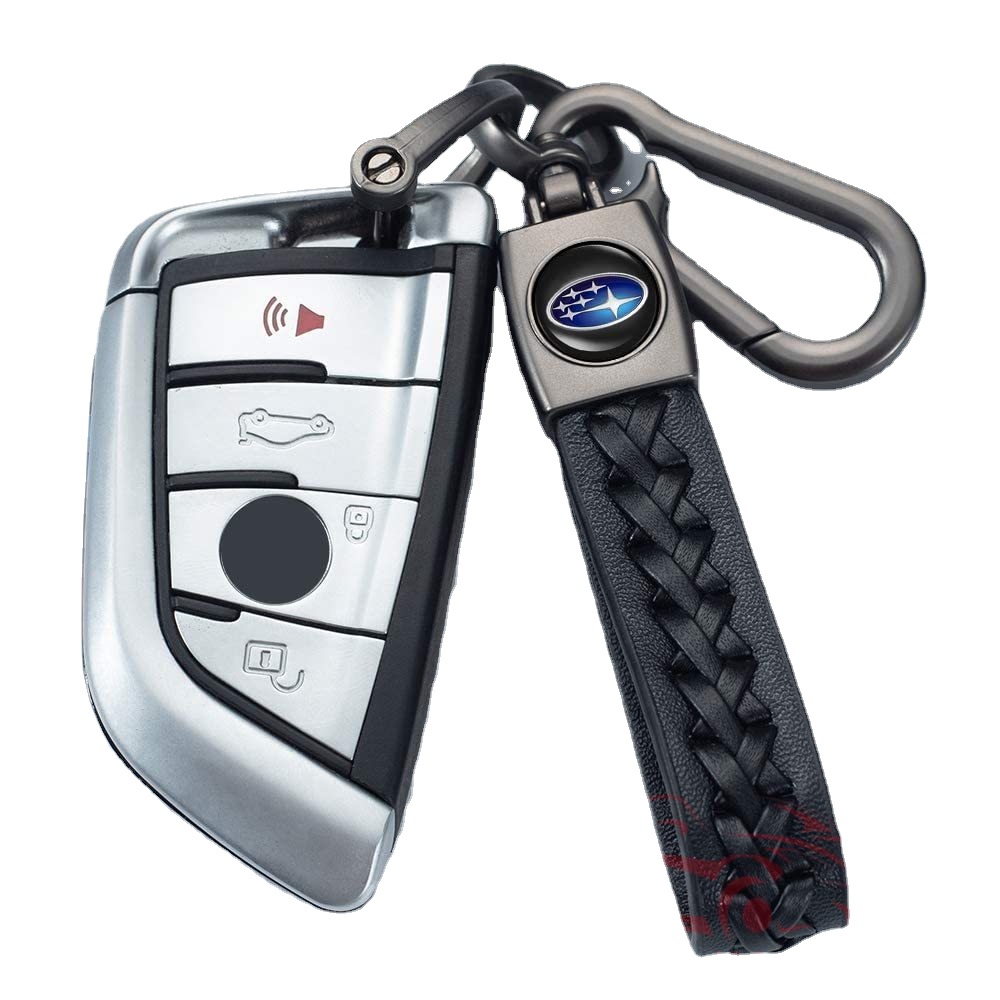 Móc Khóa Xe Hơi Subaru Bằng Da Cừu Mềm Đính Logo Kim Loại