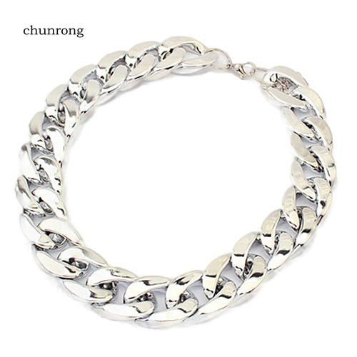 CHU_Women Simple Punk Style Cut Link Chain Choker Shiny All Match Necklace Jewelry