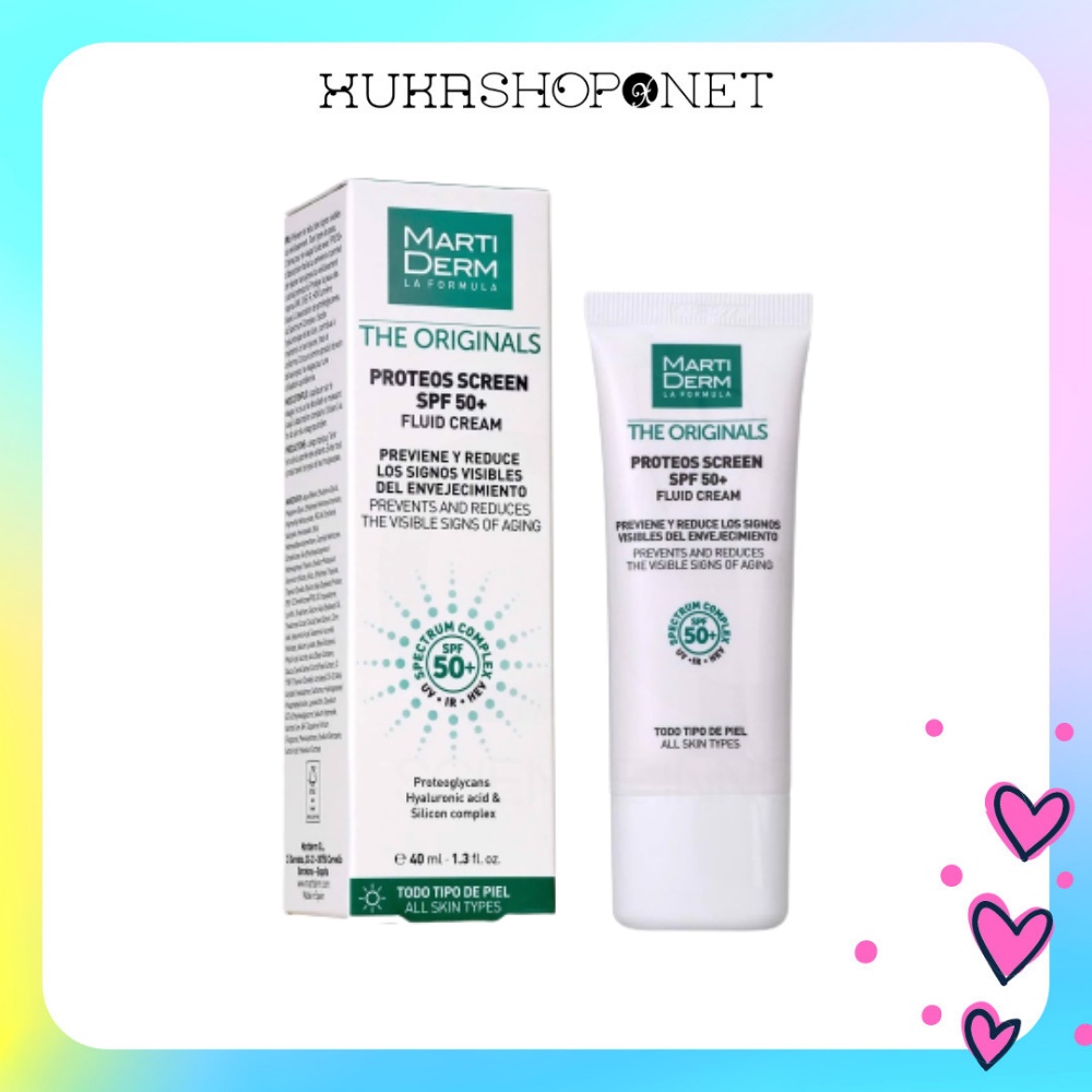 Kem Chống Nắng MARTIDERM Proteos Screen SPF 50+ Fluid Cream phổ rộng bảo vệ da toàn diện 40ml