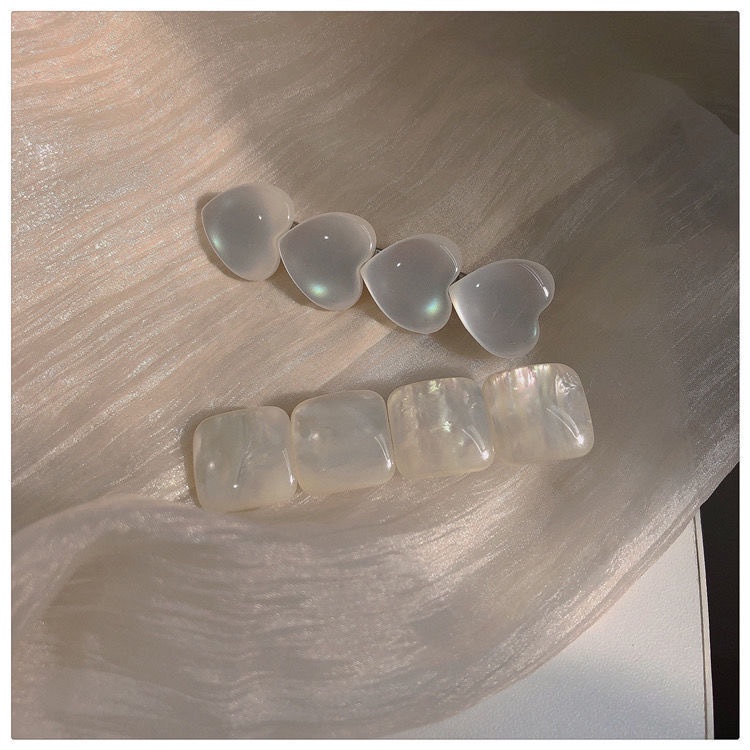 Set 2 kẹp tóc đính đá hình vuông/ trái tim xinh xắn toàn diện cho nữ