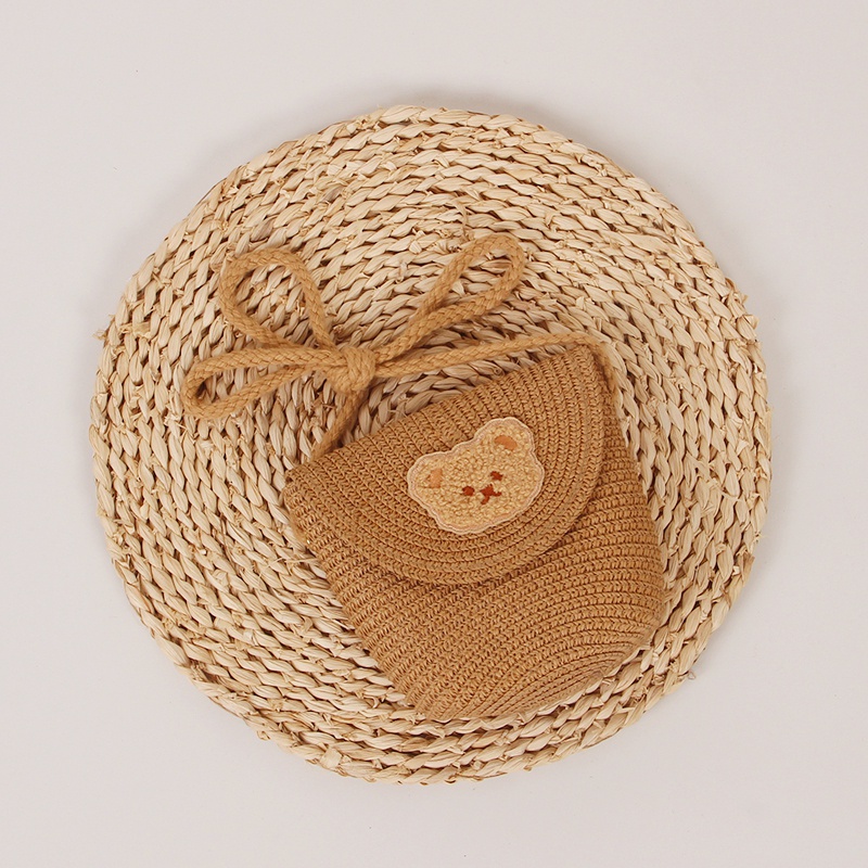 Ba Lô Đan Cói Hình Gấu Hoạt Hình Thời Trang Mùa Hè Cho Bé