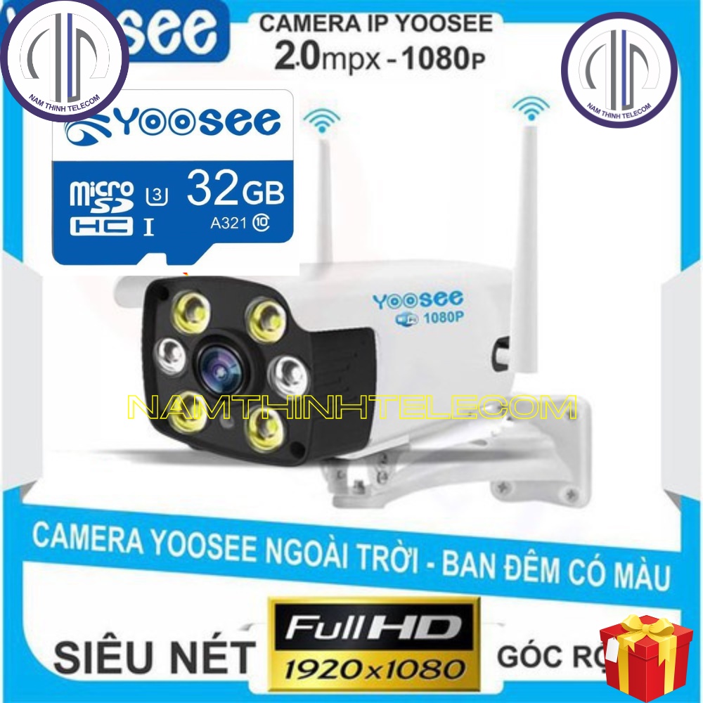 Camera không dây YOOSEE ngoài trời ban đêm có màu, báo trộm đàm thoại 2 chiều, 4 râu 8 đèn chính hãng
