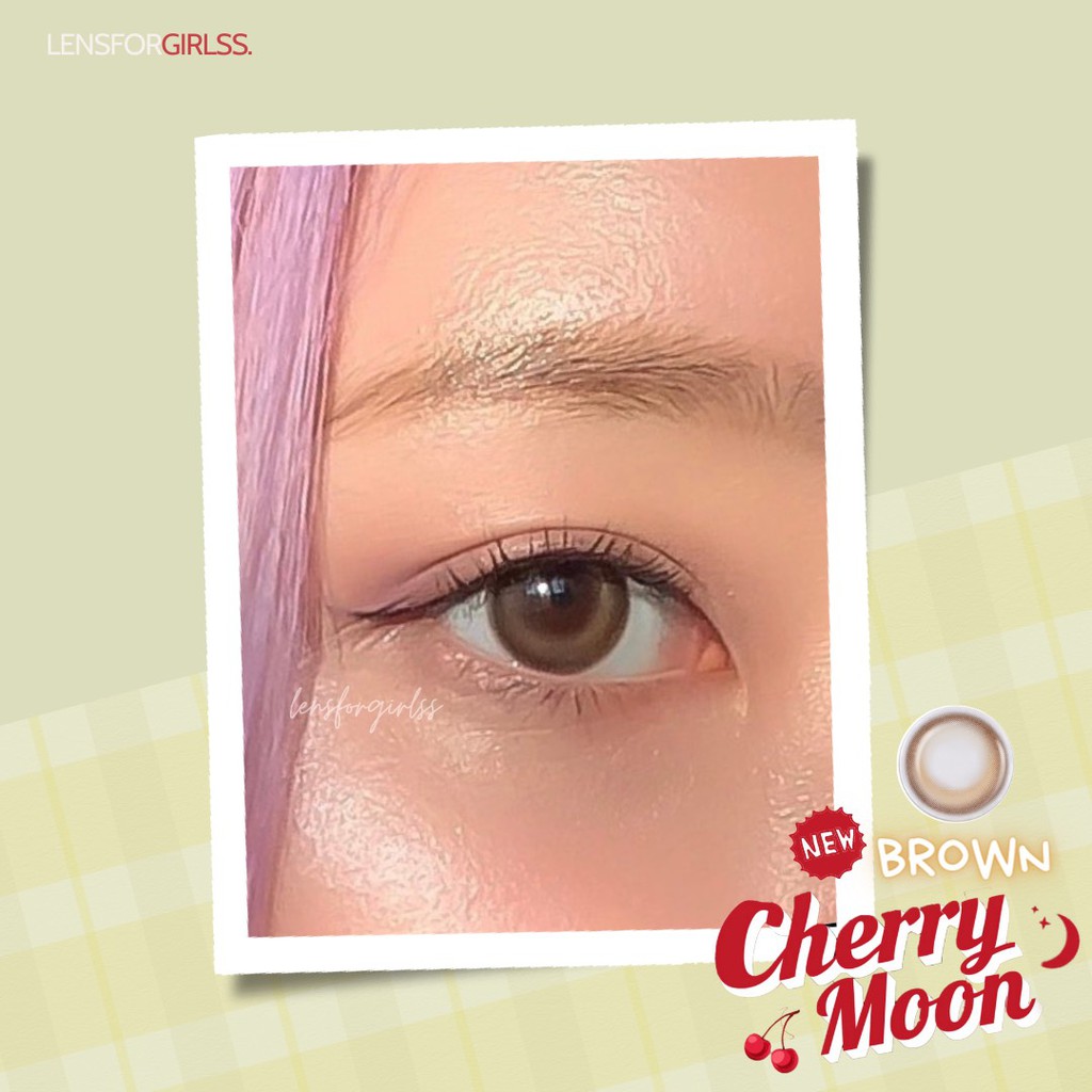 Kính áp tròng Cherry Moon Brown hiệu ứng trăng non lấp lánh của Olens | Hạn sử dụng 1 tháng