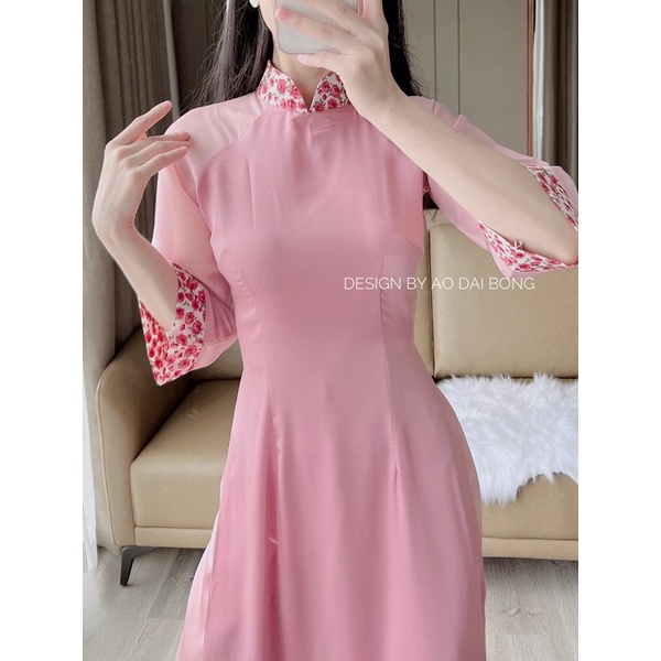 Áo dài nữ hoa nhí may sẵn làm bằng lụa ngọc trai dành cho nữ ( Chọn size phần mô tả) | BigBuy360 - bigbuy360.vn