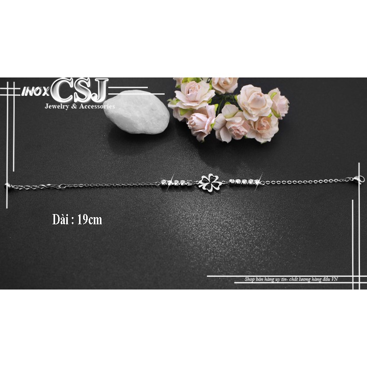 Lắc Tay 4 Lá may mắn gắn đá xinh