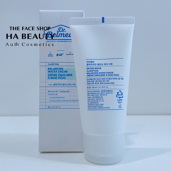 (AUTH_Korea)Kem dưỡng cho DA MỤN Dr.BELMEUR Balancing Water Cream 80ml The Face Shop