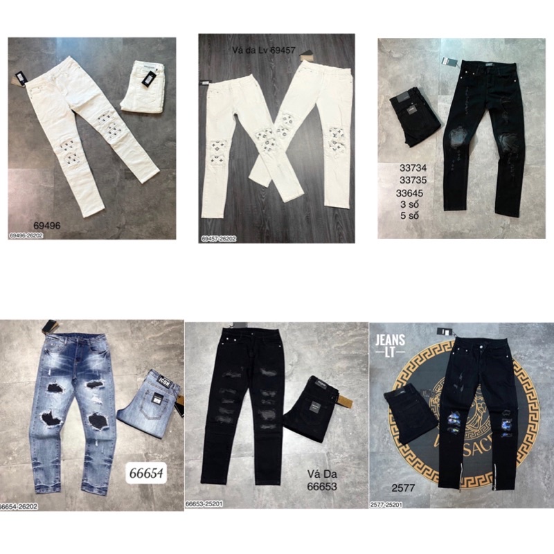 [Có video]Quần Jean Nam AMR Vá Da Vá LV Vá Thỏ Xịn Xò - Quần Bò Nam Vá Siêu Hót