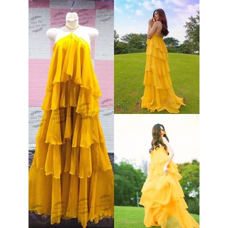 (miễn phí chỉnh váy) đầm maxi yếm tầng hở lưng đang hot đi biển du lịch chụp hình sống ảo cực sang thiết kế giá rẻ