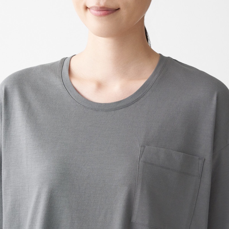 Muji Áo Tunic Dáng Dài Vải Jersey Sợi Slub
