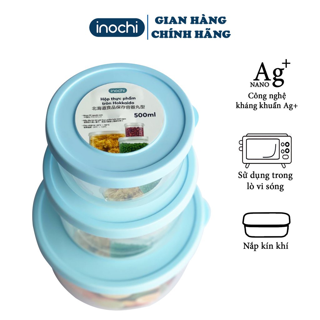 [ 6 Size ] Hộp Thực Phẩm INOCHI Nhựa Không Mùi - Hộp Quay Đồ Ăn Nhanh Trong Lò Vi Sóng Hình Tròn