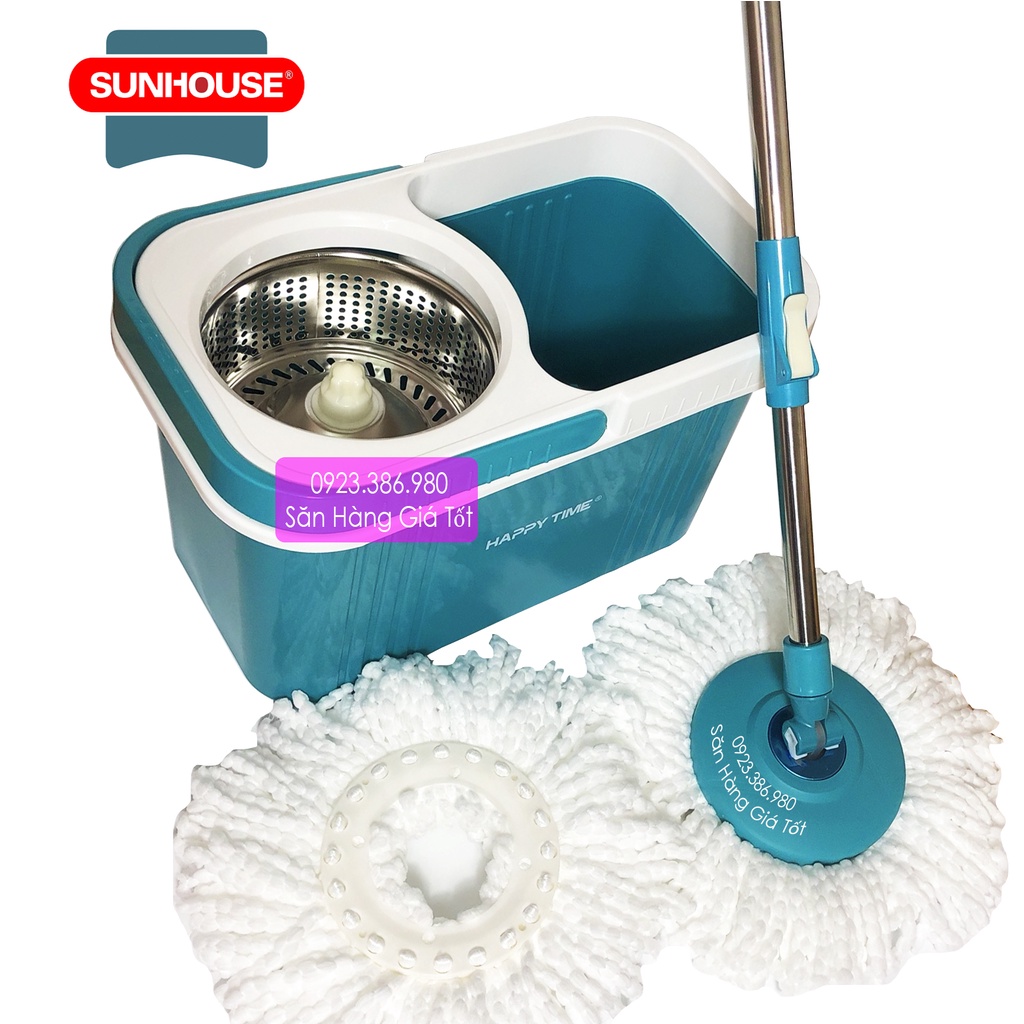 Bộ lau nhà 360 Sunhouse Happy Time, Tặng 1 bông lau nhà - Bảo hành chính hãng 6 tháng