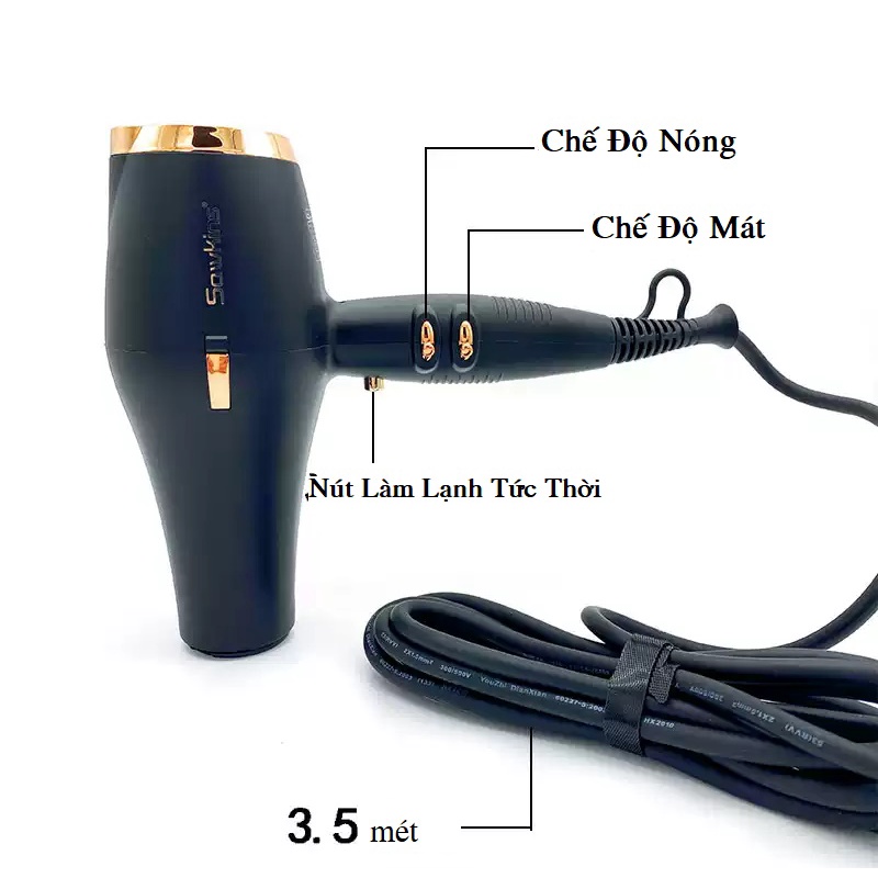 Máy Sấy Tóc Cao Cấp Màu Hồng Sawkins SK600 Saqwkins Sk-600 Pink