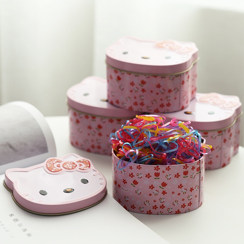 Hộp Thun Cột Tóc Hình Mèo Kitty Nhiều Màu Xinh Yêu