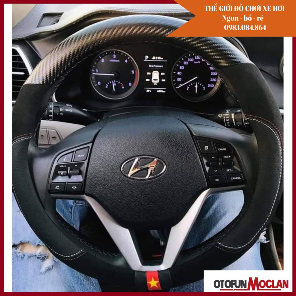 Bọc vô lăng, tay lái da lộn cao cấp - Bọc vô lăng spaco vân tem kim loại cực đỉnh