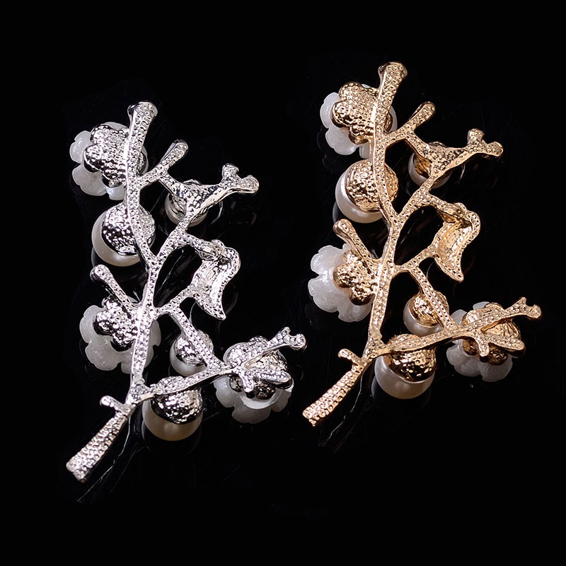 (1 cái)Cành kim loại hoa ngọctrai 48*39mm, Nguyên liệu làm trang sức cổ trang,Nguyên liệu DIY