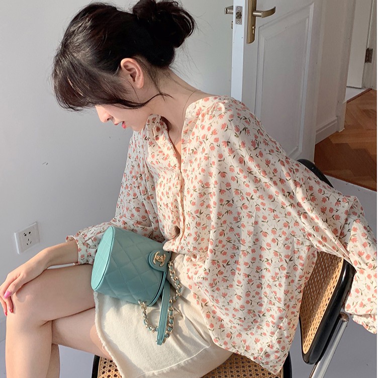 Áo Sơ Mi Hoa Tay Dài Kiểu Dáng Nhẹ Nhàng Thanh Lịch Cho Nữ | BigBuy360 - bigbuy360.vn