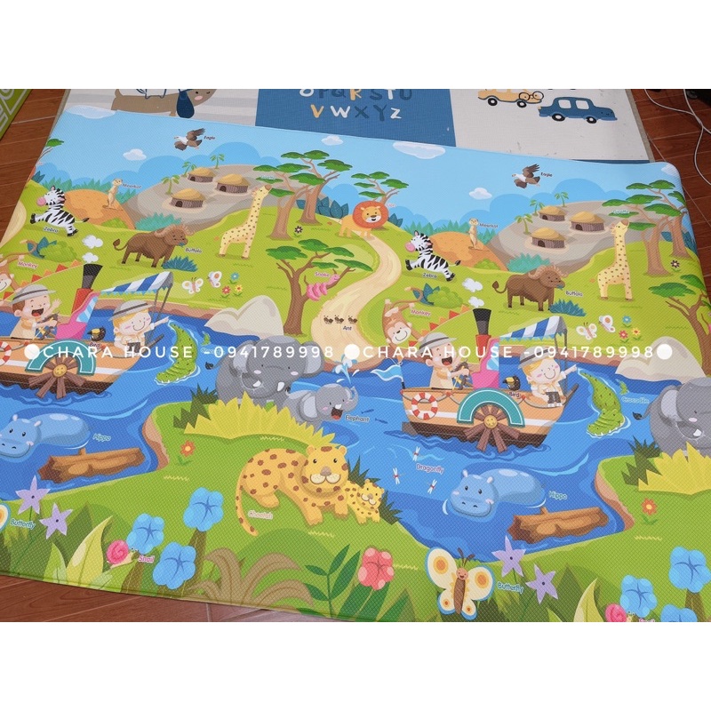 Thảm 100% Silicone Dwinguler hình MASAI CON VẬT VÀ CHỮ CÁI