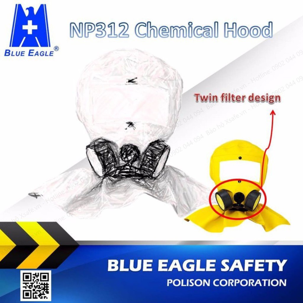 Mặt nạ chống hóa chất trùm đầu Blue Eagle NP312 vùng quan sát rộng, chống bụi, hóa chất, vi khuẩn... [XTOOL][XSAFE]