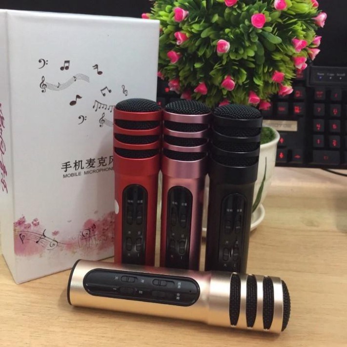 Mic thu âm C7 tích hợp 3 in 1 hát livestream , thu âm , karaoke ngoài ra 1 tặng tai nghe