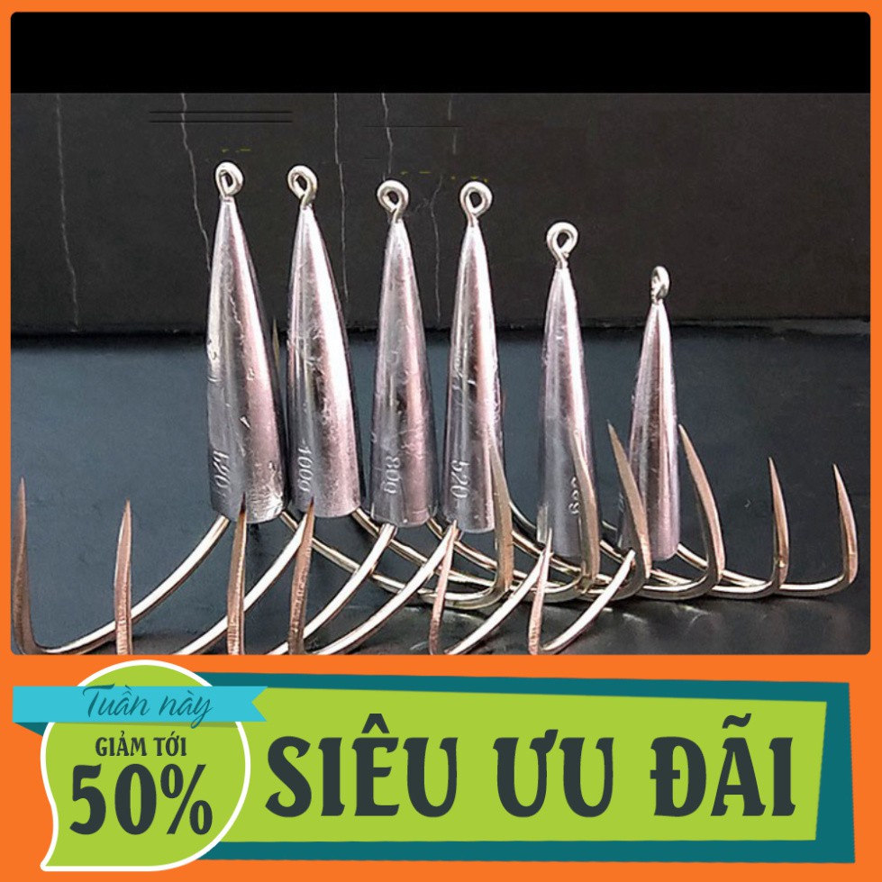 [ SIÊU ƯU ĐÃI ] Lưỡi câu cá, lưỡi câu ba tiêu câu cá không cần dùng mồi, nặng 30g, 40g, 50g, 60g, lưỡi sắc bén LBT Liên