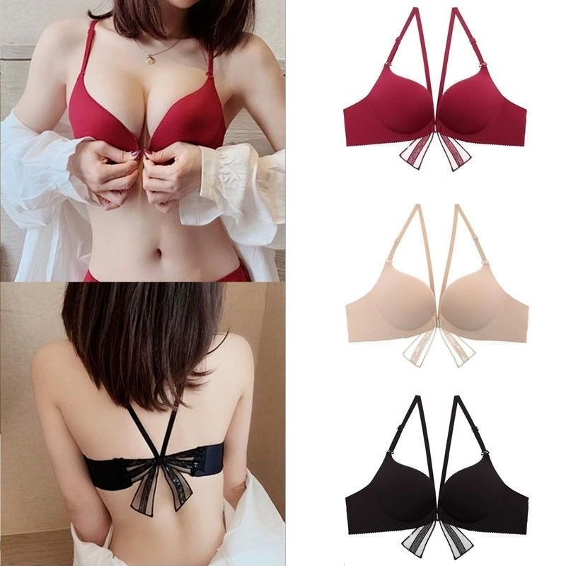 Áo Ngực Không Dây 3 / 4 Cúp Cài Trước Đính Nơ Xinh Xắn Cho Nữ