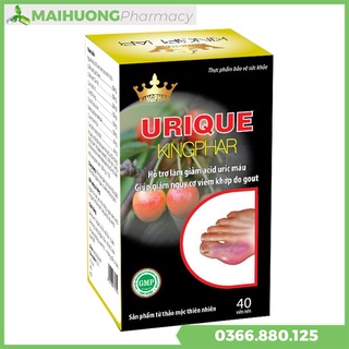 [Chính Hãng] Urique Kingphar hộp 40 viên, Hỗ trợ làm giảm acid uric máu, giúp hạn chế và giảm nguy cơ viêm khớp do gout.