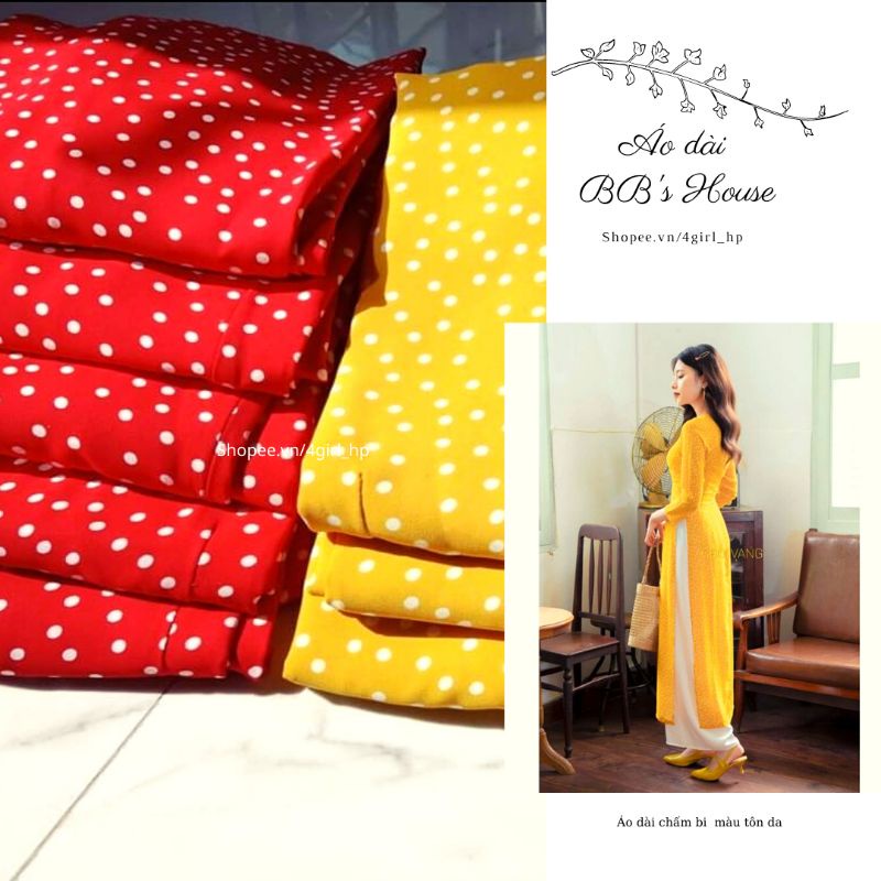 Áo dài chấm bi tiểu thư nhiều màu