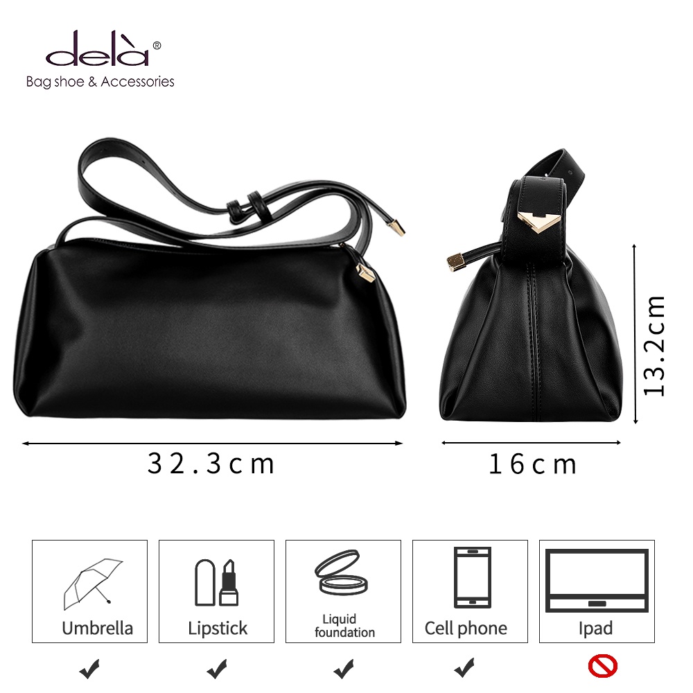 Dela túi đeo vai kẹp nách thời trang đi chơi đi du lich đen cao cấp thời trang đi làm đi nghỉ