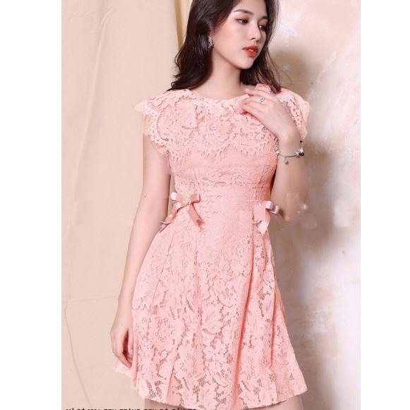 Đầm ren tiểu thư eo nơ 2219 *kèm ảnh thật