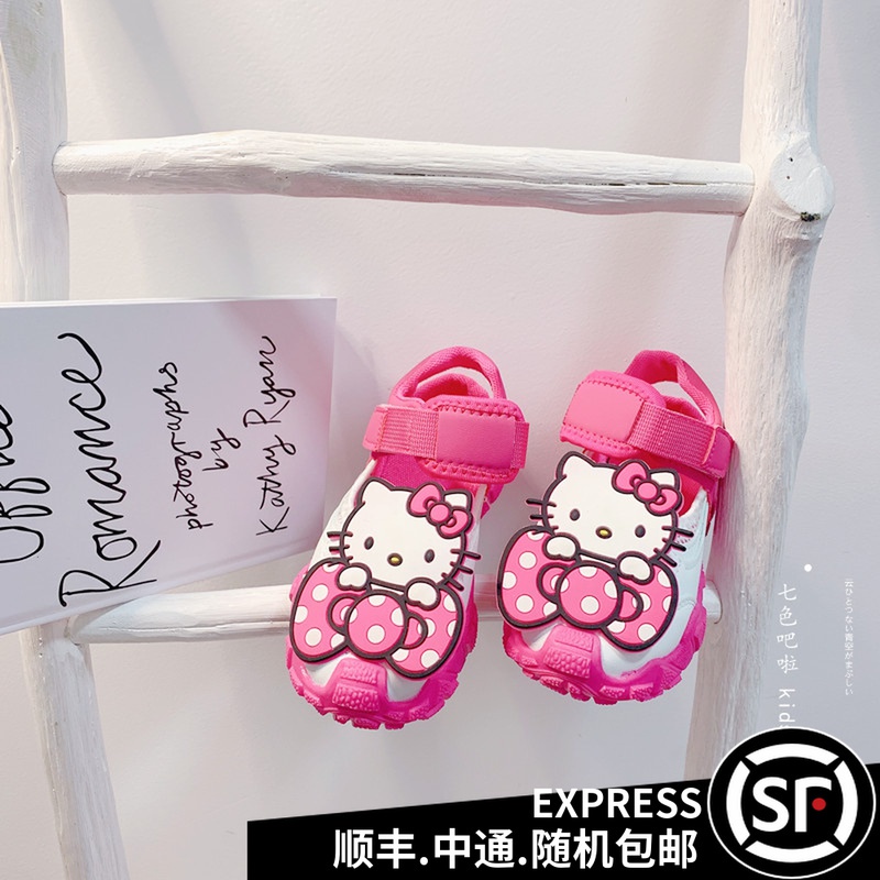 Giày Xăng Đan Đi Biển Kiểu Lưới Thoáng Khí In Hoạt Hình Mèo Hello Kitty Thời Trang Mùa Hè Cho Bé Gái 2022