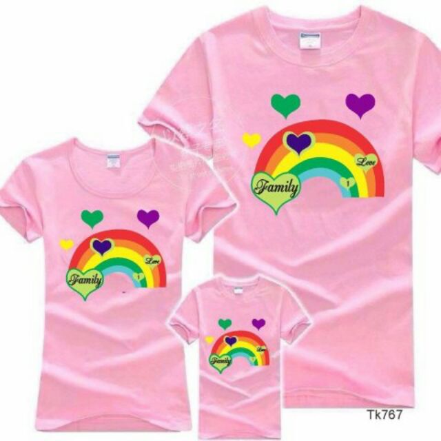 Áo thun gia đình màu hồng 3/4/5 người chất cotton mịn mát giá sĩ
