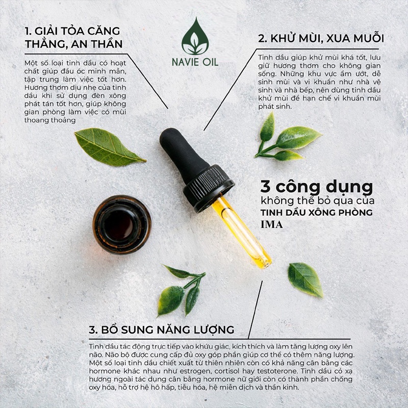 Tinh dầu thiên nhiên nguyên chất thơm phòng nhiều mùi lọ 10ml NAVIETD01