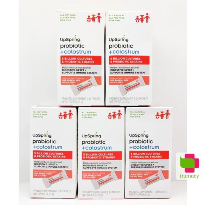 Sữa non và men vi sinh UpSpring Probiotic Colostrum, Mỹ (30 gói) tăng đề kháng, trị biếng ăn cho trẻ từ sơ sinh