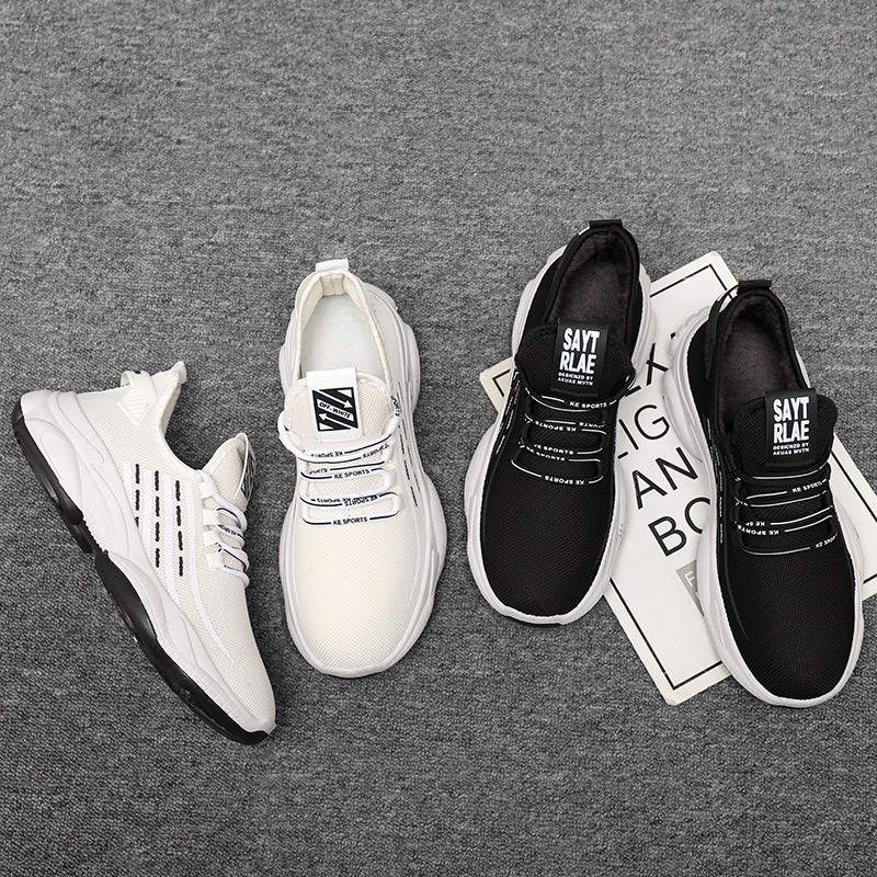 Giày Nam Giày Thể Thao Sneaker Giá Rẻ Vải Dệt Đế Cao Su Phong Cách Trẻ Trung - 2 Màu Đen Trắng - 033 | BigBuy360 - bigbuy360.vn