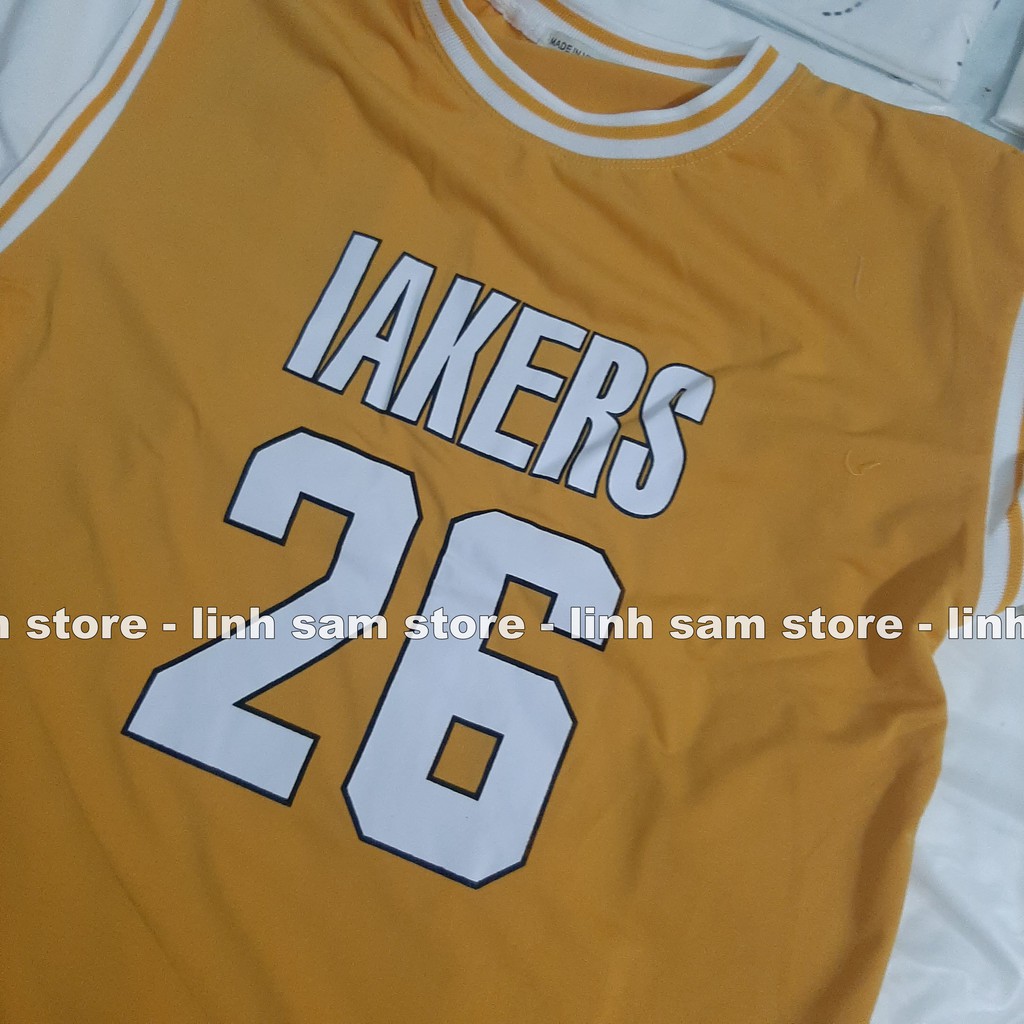 Áo thun tay lỡ nữ thể thao freesize phông form rộng Unisex, mặc lớp, nhóm, cặp phối kiểu bóng rổ in chữ LAKERS | BigBuy360 - bigbuy360.vn
