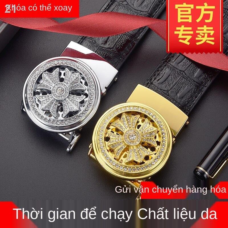 Thắt lưng chạy thời gian họa tiết cá sấu nam da thật khóa tự động quần dễ phối trang công sở