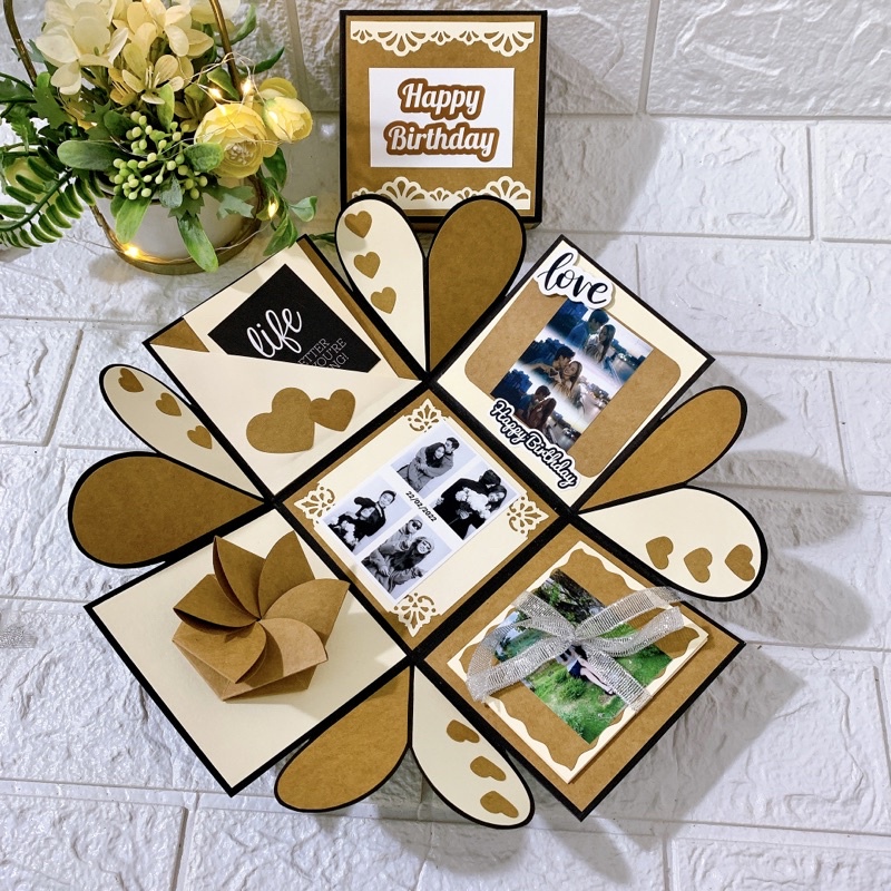 Hộp quà Love box 1 lớp -nguyên liệu có hướng dẫn làm