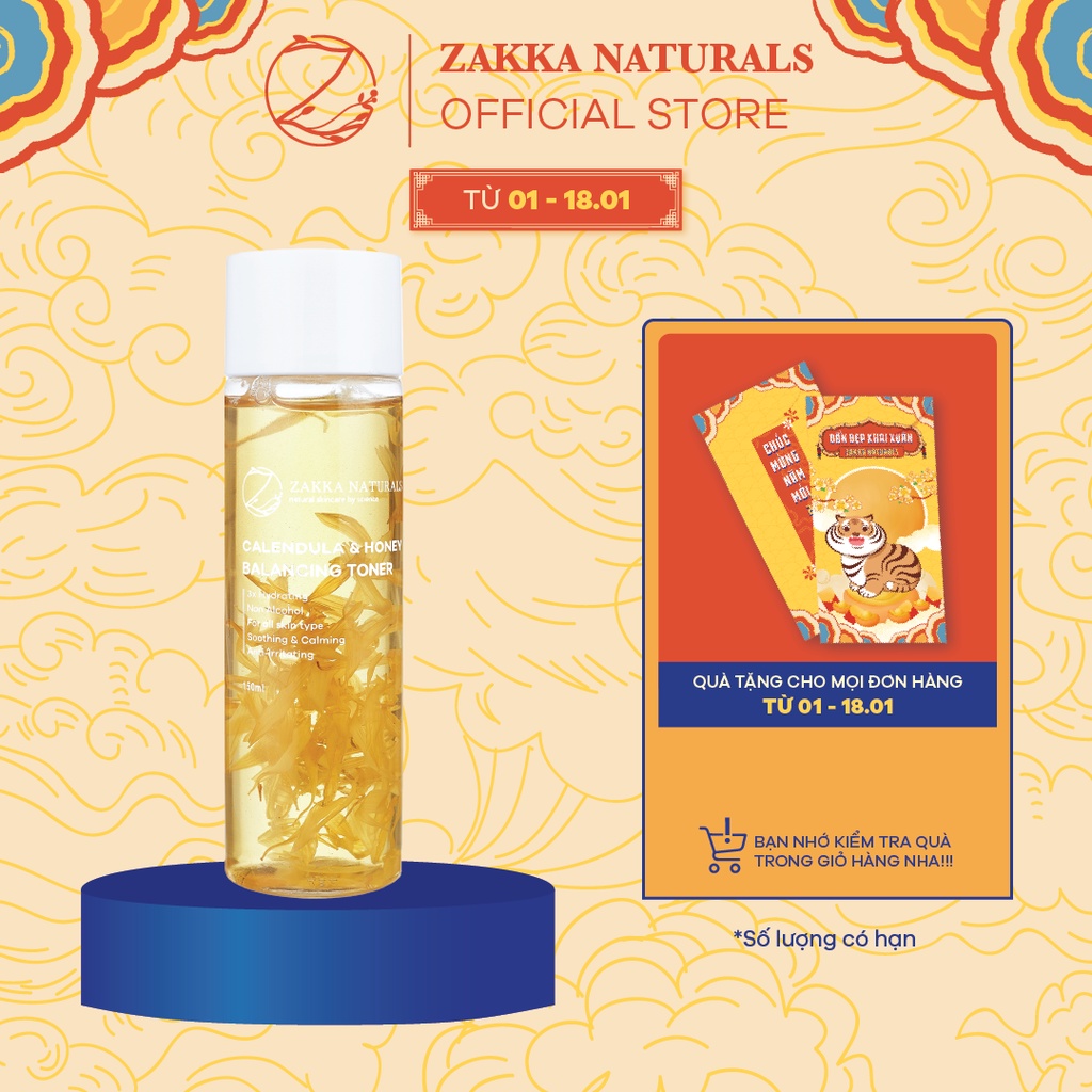 Toner (Nước Cân Bằng) Hoa Cúc Zakka Naturals Calendula &amp; Honey Balancing Toner 150ml