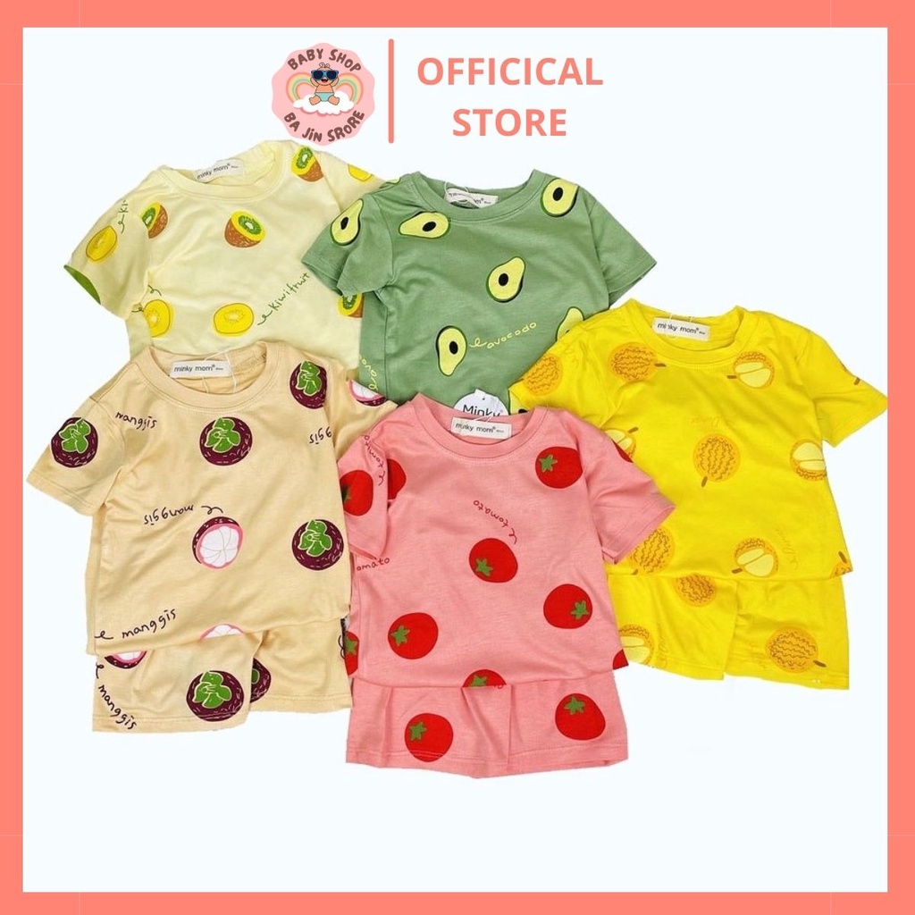 Đồ Bộ Bé Trai Bé Gái Minky Mom Bộ Cộc Tay Chất Vải Thun Lạnh Cho Bé Mặc Nhà Mùa Hè Shop Ba Jin BJ012